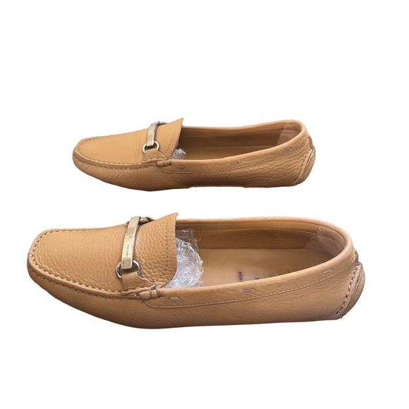 PRADA Women’s 37.5 (US 7) Sand Leather Beige Loafers Flats Shoes - Picture 3 of 9